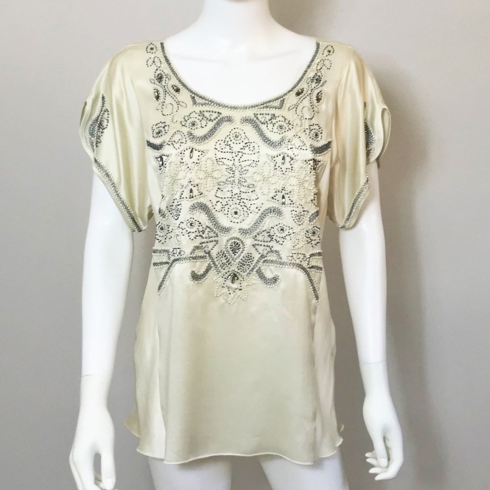 Burning Torch 100% Silk Hand Beaded Top/ Tunic